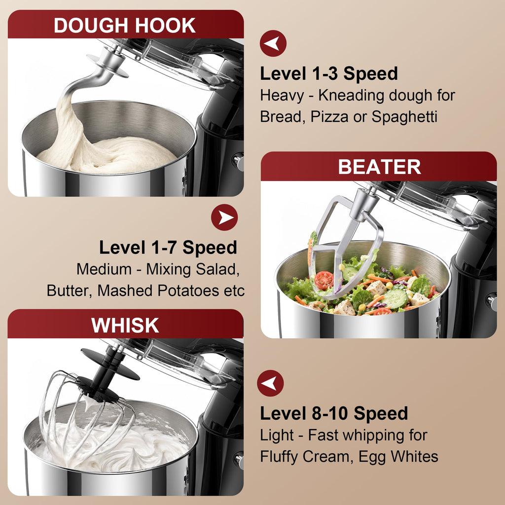 4QT Electric Stand Mixer, 10-Speed Tilt-Head Compact Kitchen Mixer