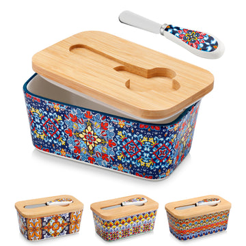 6.5" Butter Dish with Lid, Ceramic Butter Dish for Countertop
