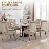 Velvet Dining Chair with Arms, Upholstered Tufted High Back Dining Room Chairs