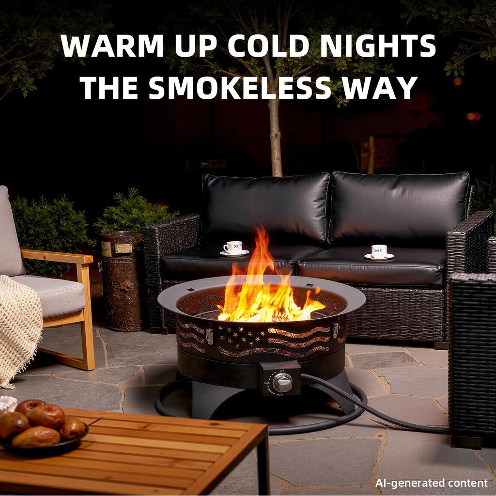 24 Inch Portable Propane Fire Pit with Grill and Adjustable Flame