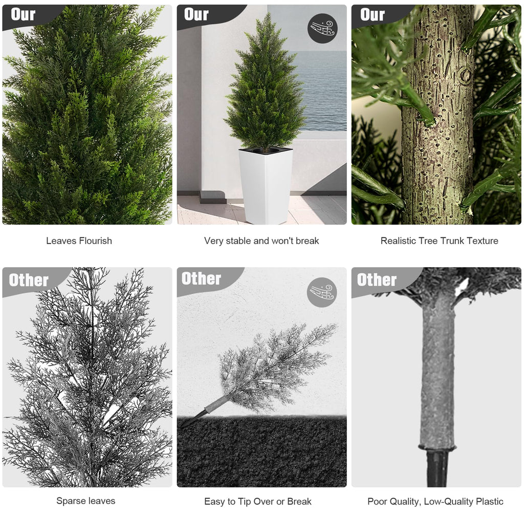 Cedar Trees for Outdoors, 4ft 2-Pack White Square Planter