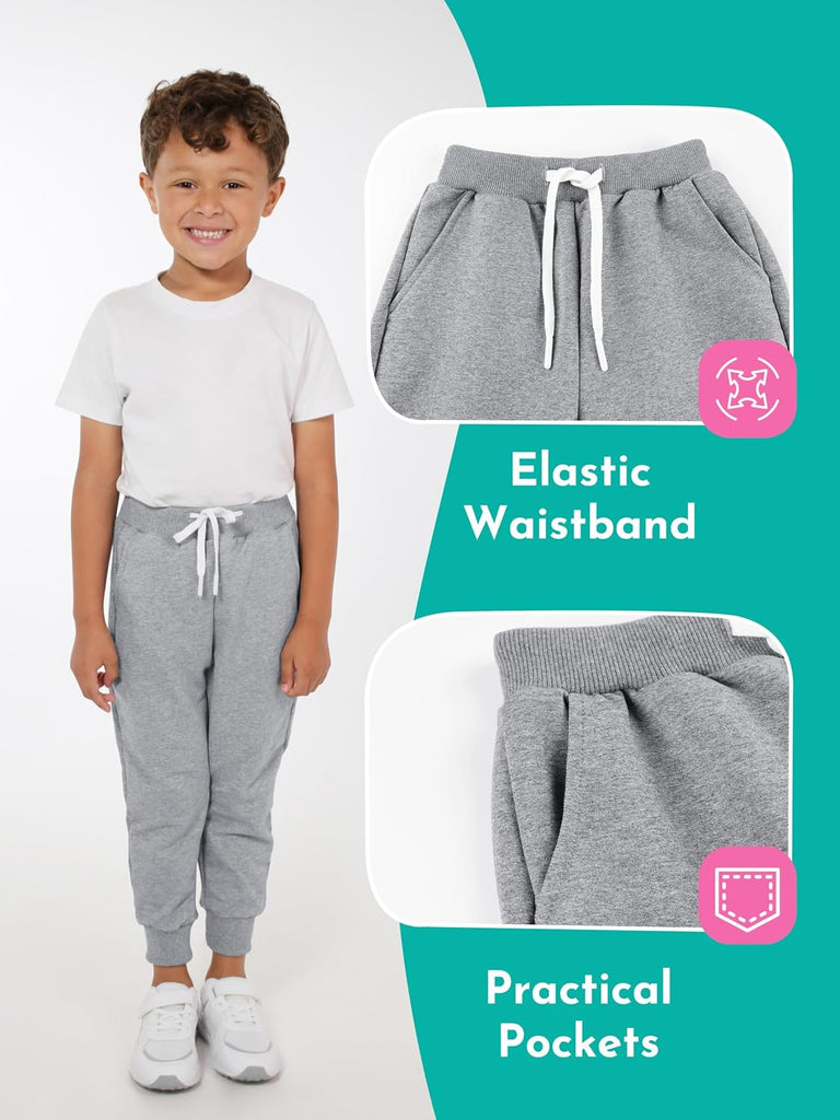 Boy Joggers Sweatpants Toddler Cotton Pant with Pockets Drawstring