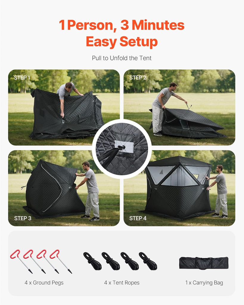 Outdoor Sauna Tent Pro, Portable Steam & Dry Sauna for 4 Persons with Velcro