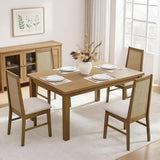 Wood Dining Chairs Set of 2, Farmhouse Rattan Dining Room Chairs with Solid Wood Legs and Upholstered High Back for Kitchen or Dining Room, Oak