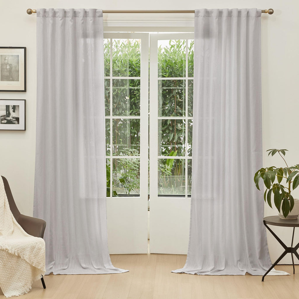 108 Inches Long Ceiling Curtains, Light Filtering Boho Window Sheer Drapes Patio Sliding Door Back Tab Elegant Look