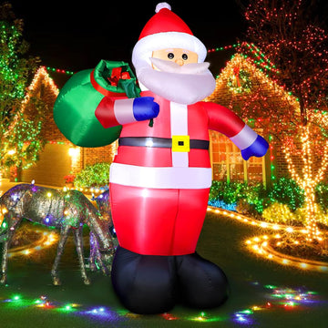 8 FT Christmas Inflatables Santa Claus Outdoor Decorations, Blow Up Santa Claus with Gifts Bag, Big Santa Carrying