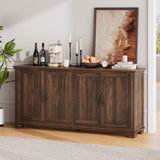 63 Inch Buffet Cabinet with Storage, Large Sideboard Cabinet with 4 Carved Doors