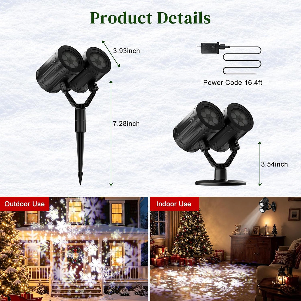 Christmas Snowflake Projector Lights Outdoor Double Head
