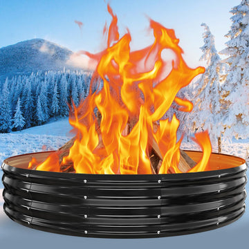 72" Large Fire Pit Ring for Outside, Heavy Duty Wood Burning Firepit & Outdoor Fireplace for Backyard, Bonfire, Patio