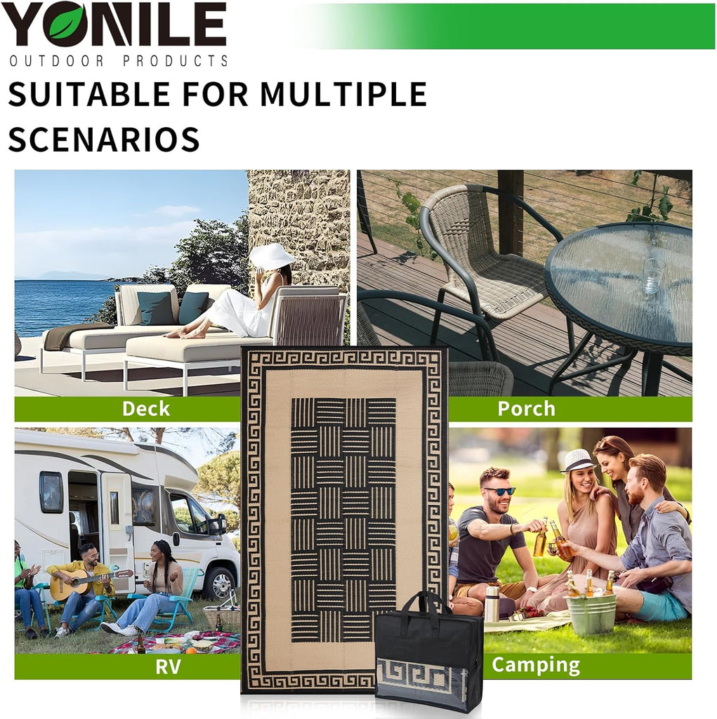 Outdoor Rug Waterproof, Reversible Outdoor Plastic Straw Rug