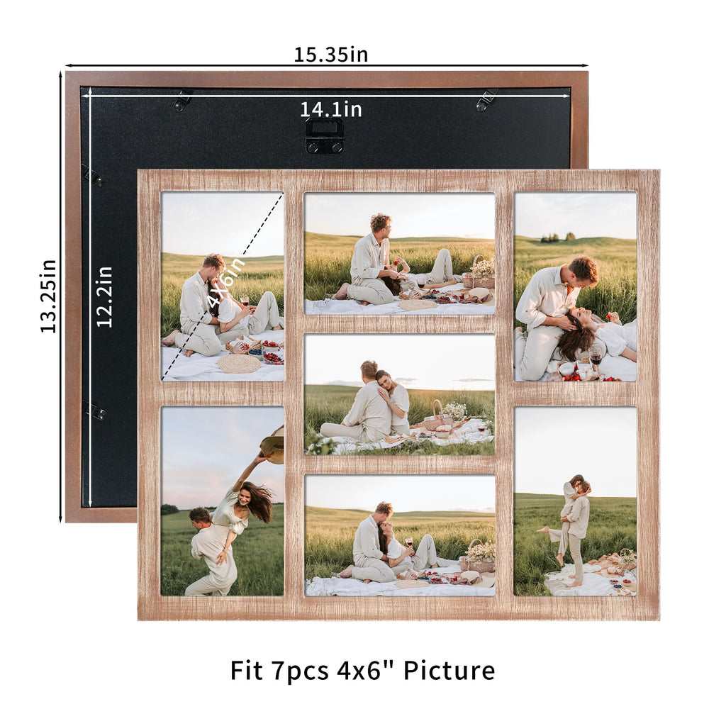 4x6 Picture Frame Collage for Wall Decor, Multiple Photo Collage Frames with Tempered Glass, 7-Opening for 4 x 6