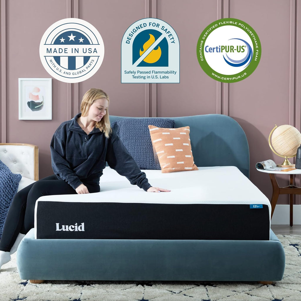 12" Medium Firm Gel Memory Foam Mattress - Bamboo Charcoal & Cooling Gel - Fiberglass Free - Bed in a Box