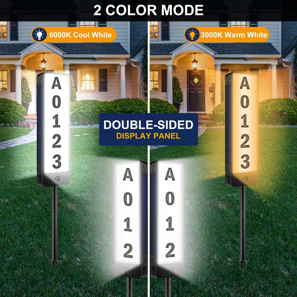 Solar Address Signs for Yard Vertical LED House Numbers for Outside