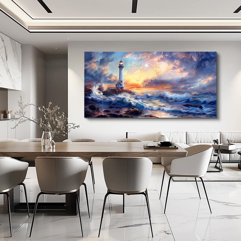 Seaside Lighthouse Scenery painting Canvas Wall Art 20"X40"