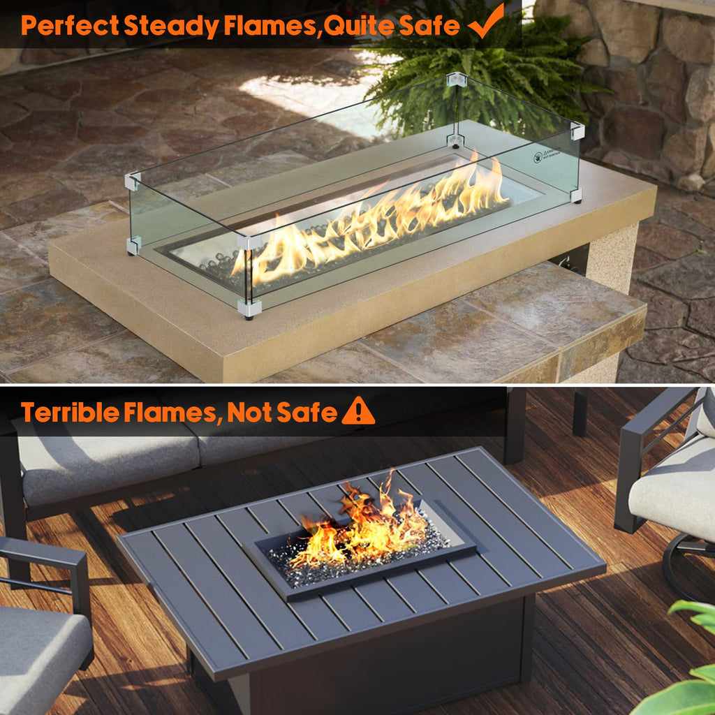 30 x 14 Inches Rectangular Fire Pit Glass Wind Guard