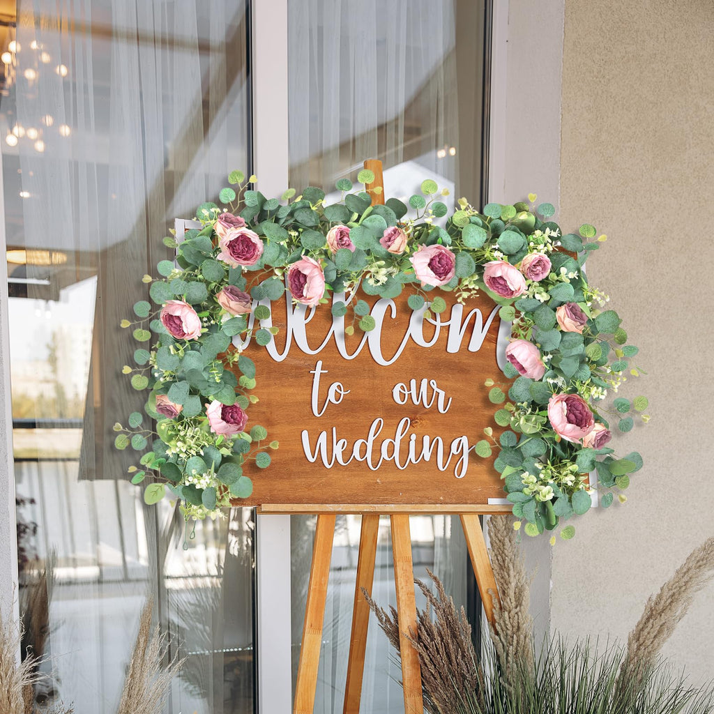 Artificial Eucalyptus Flower Garlands, Vintage Pink, 4PCS