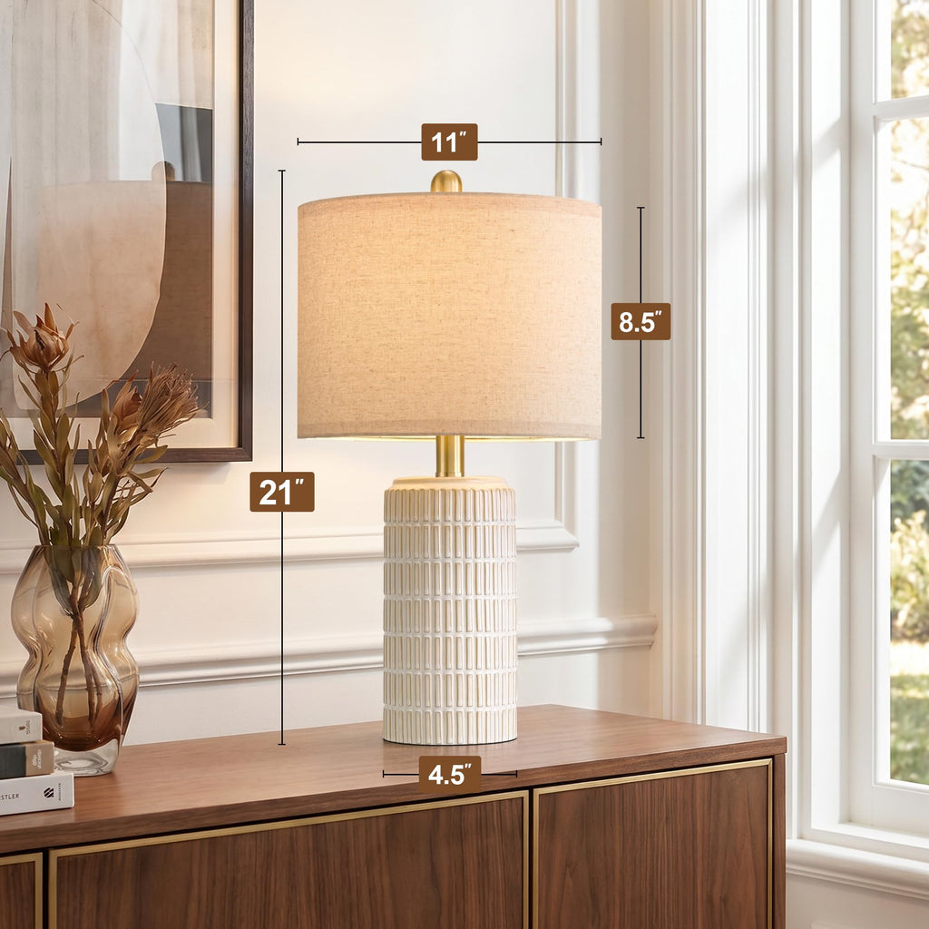 21'' Modern Ceramic Table Lamp with Gift Box, White, Small