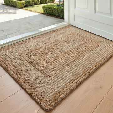 Jute Door Mat 24x36, Non Slip Doormat Indoor Entrance, Heather Tan
