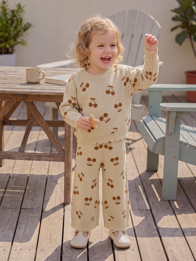 Toddler Girls Jacquard Sweater Set 2 Piece Outfit
