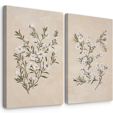 Vintage Botanical Wall Art Neutral Floral Prints Farmhouse Flower Canvas Wall Decor Watercolor Wildflower Pictures