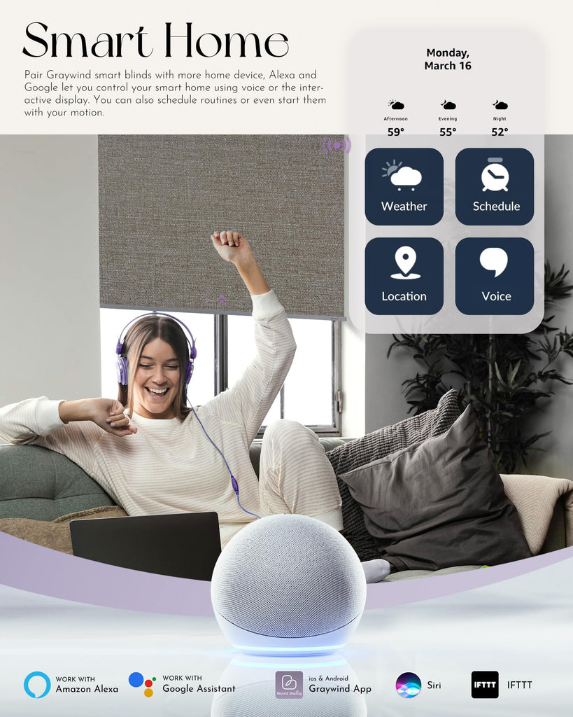 Motorized 100% Blackout Roller Shades Work with Alexa Google via Hub Window Blinds Remote Control Rechargeable