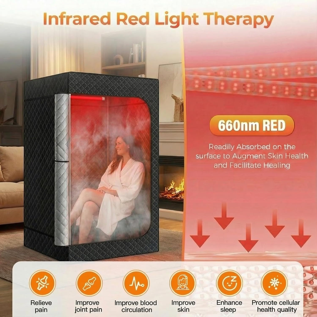 Upgraded Sauna Box, Infrared Sauna for Home, Portable Steam Sauna Tent with 1000W 2.5L Steamer Heater