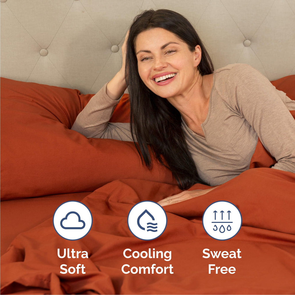 CGK Queen 6pc Bed Sheet Set - Breathable & Cooling - Terracotta