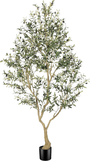 8ft Artificial Olive Tree Indoor with Large Branch Realistic Leaves