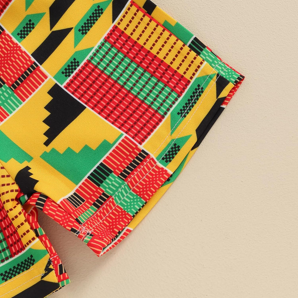 Toddler Baby Boy Summer African Print Kente Dashiki Clothes Outfits T Shirts Shorts Sets