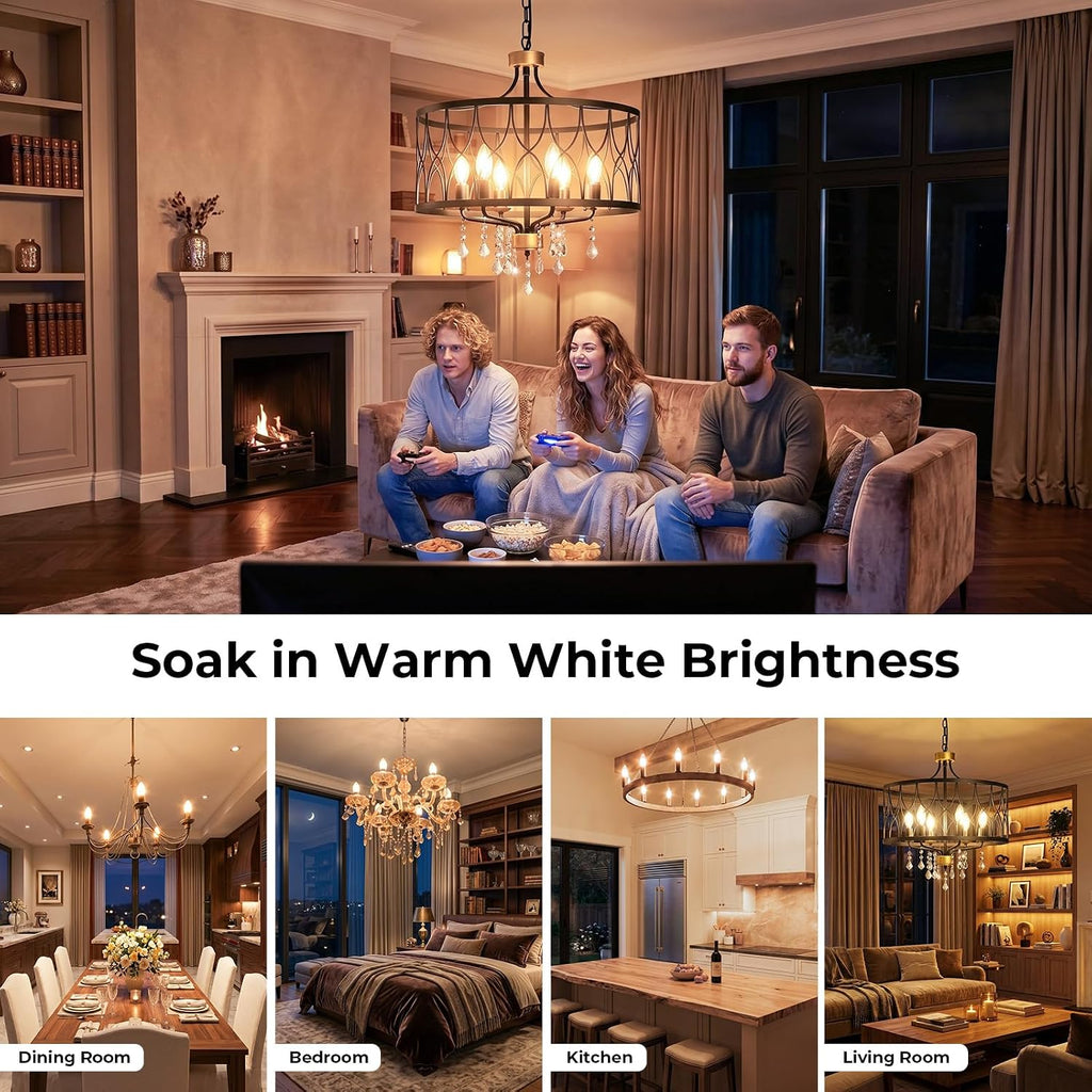 Candelabra Bulbs, E12 LED Bulb, Chandelier Light Bulbs, 2700K Warm White