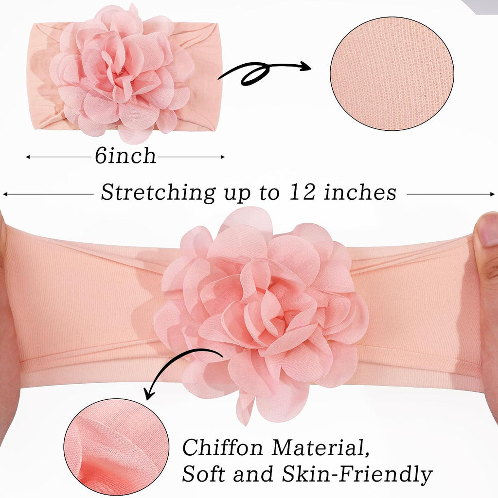 15Pcs Baby Girl Headbands Tulle Hair Bows Chiffon Flower Head Wraps