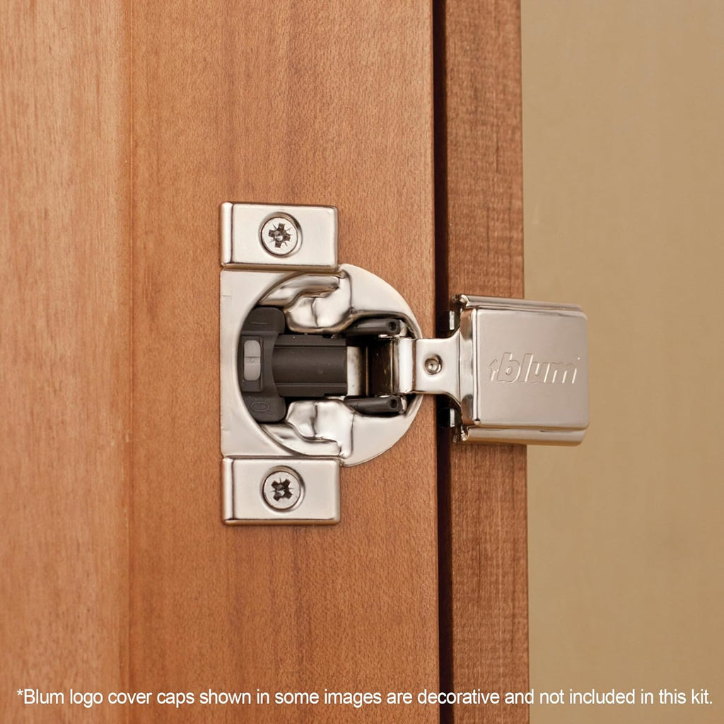 Compact BLUMOTION Hinge (3 Kits), 1/2" Overlay, 105° Opening Angle, Steel, Integrated Soft-Close Hinges for Face Frame