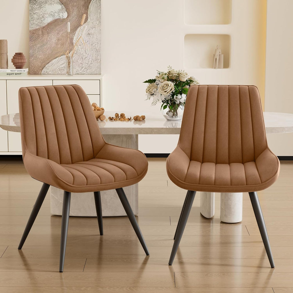 Dining Chairs Set of 4, Mid Century Modern Kitchen Chairs with Soft Cushion, Comfortable Upholstered Fabric Dining