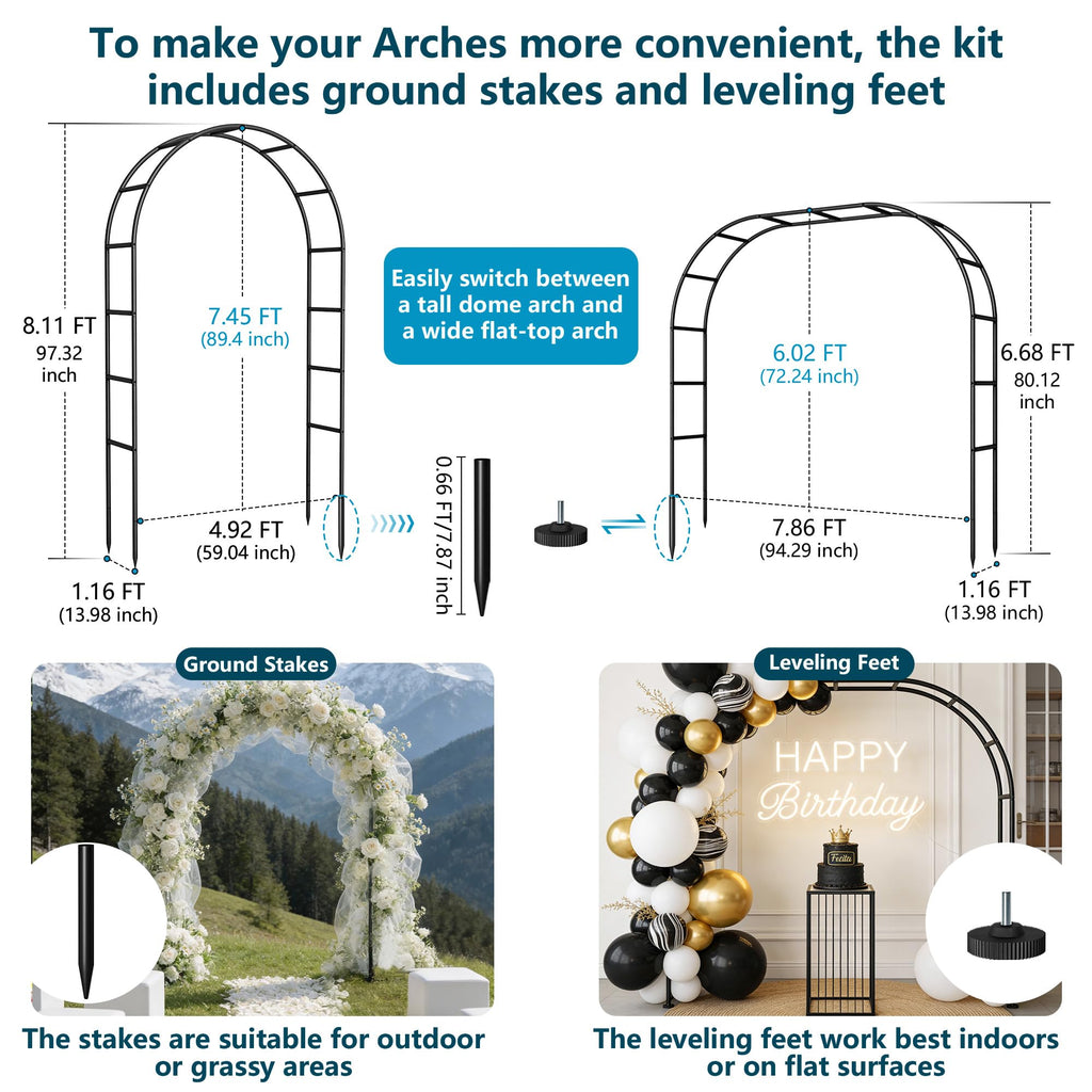 Thickened Rustproof Garden Arch Metal Trellis for Climbing Plants