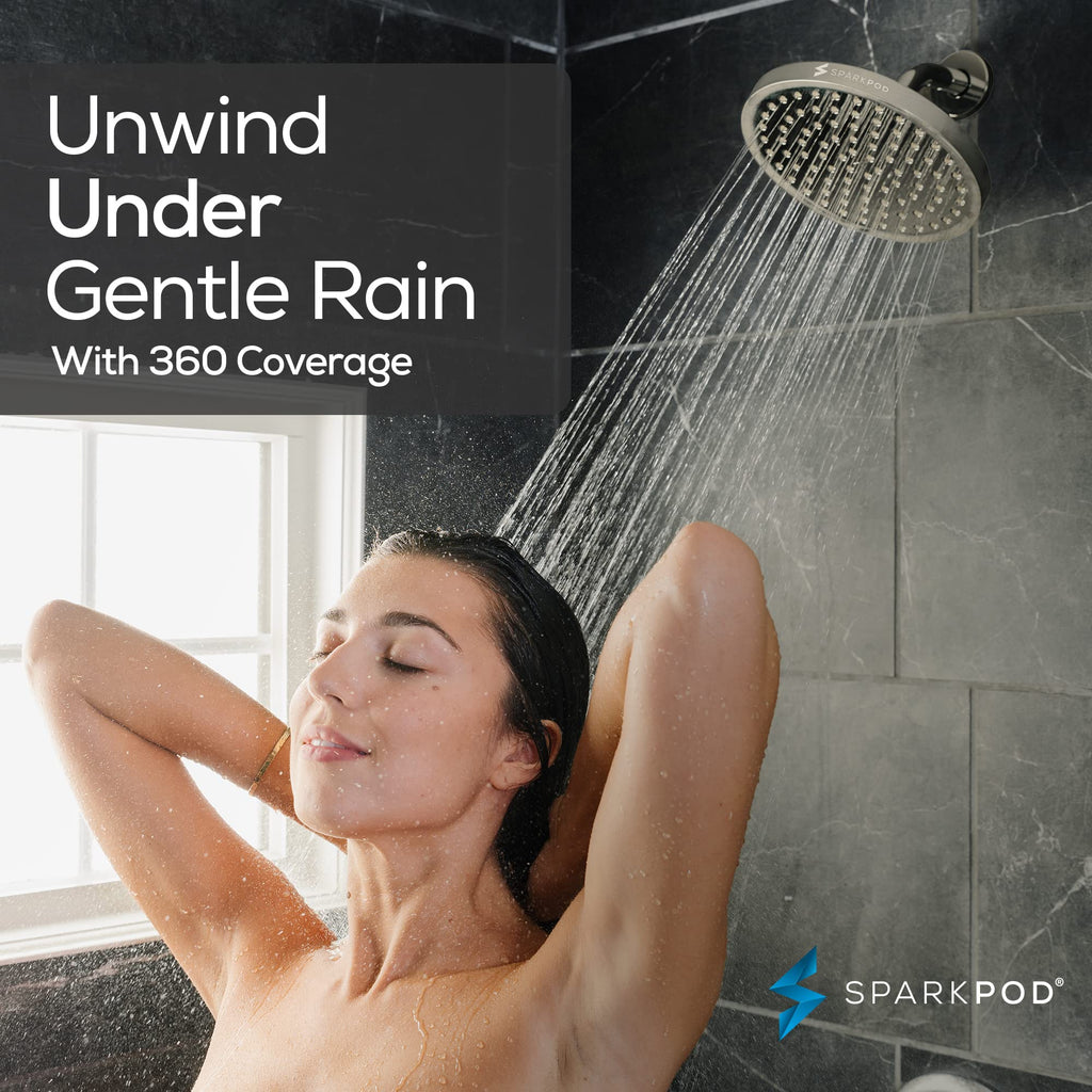 Rain Shower Head, 8 Inch Round, Elegant Brushed Nickel Finish