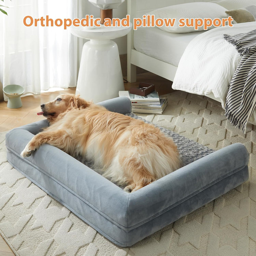 Orthopedic Couch Dog Beds for Large Dogs for Medium/Large/ExtraLarge Dogs - Egg Foam Sofa Dog Bed with Waterproof