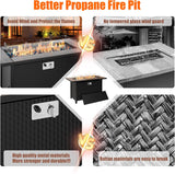 Walsunny 45 inch Outdoor Propane Fire Pit 50,000 BTU Gas Fire Pit Table with Lid, Glass Wind Guard, Waterproof Cover, Rectangle Gas Firepit Table for - Image 8