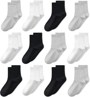Kids Socks 12 Pairs Boys Girls Athletic Crew Socks -13
