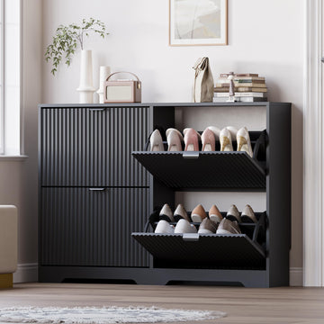 Large Shoe Cabinet, Shoe Rack Cabinet with 4 Flip Drawer and Adjustable Shelves for Small Apartment, Foyer
