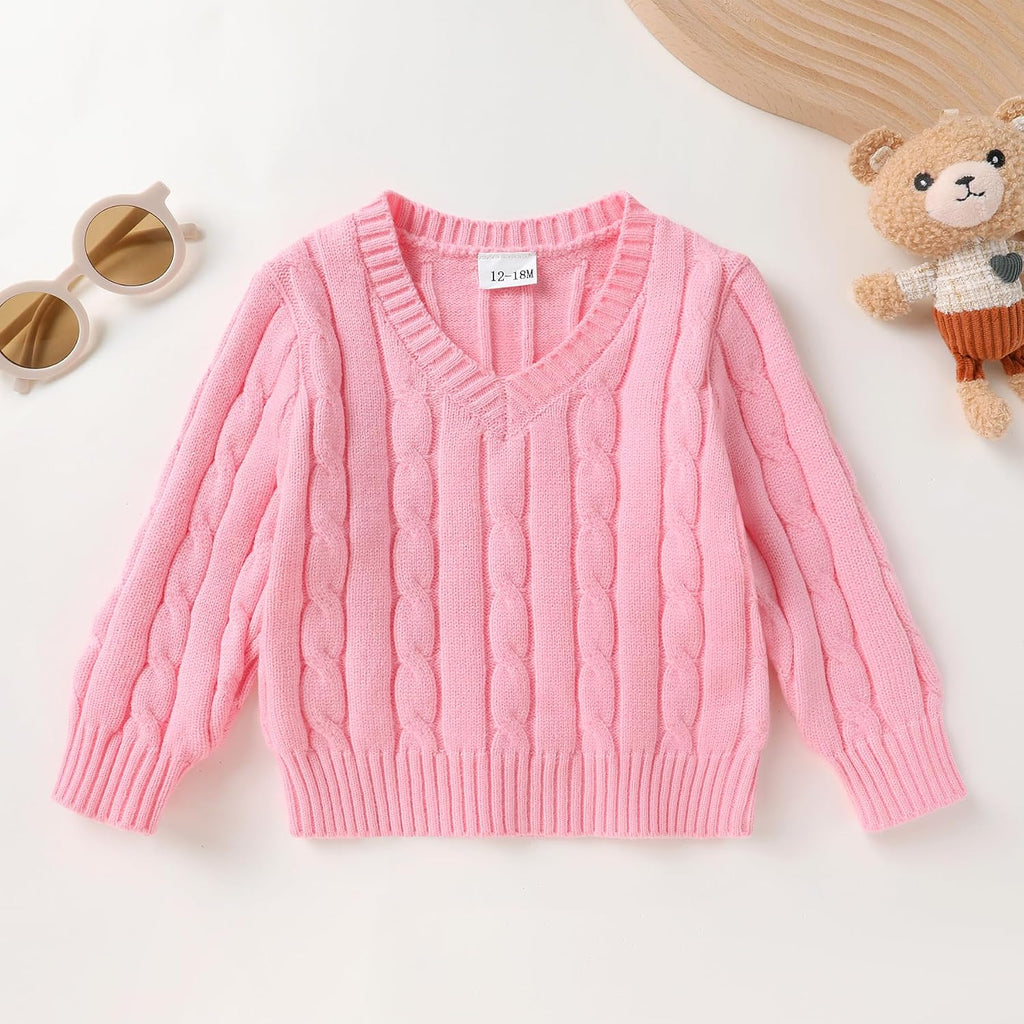 Toddler Girl Boy Sweater Baby Knit Sweaters V-neck Fall Winter Clothes
