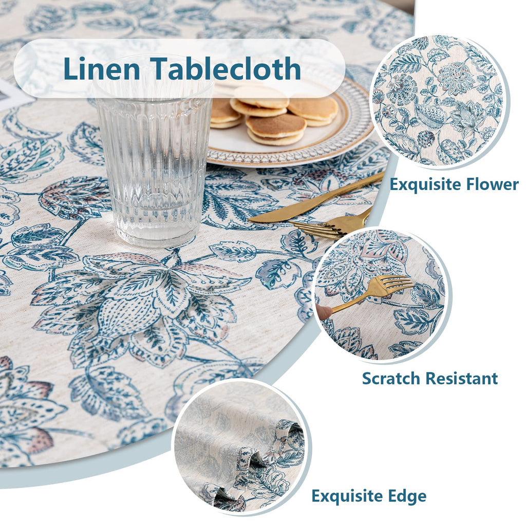 Waterproof Tablecloth Rectangle 60x102 Inch Rustic Burlap Tablecloth Spring Floral Linen Table Cover Farmhouse