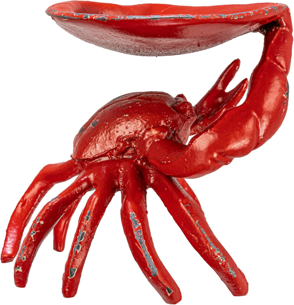 Distressed Red Decorative Cast Iron Crab Shaped Dish