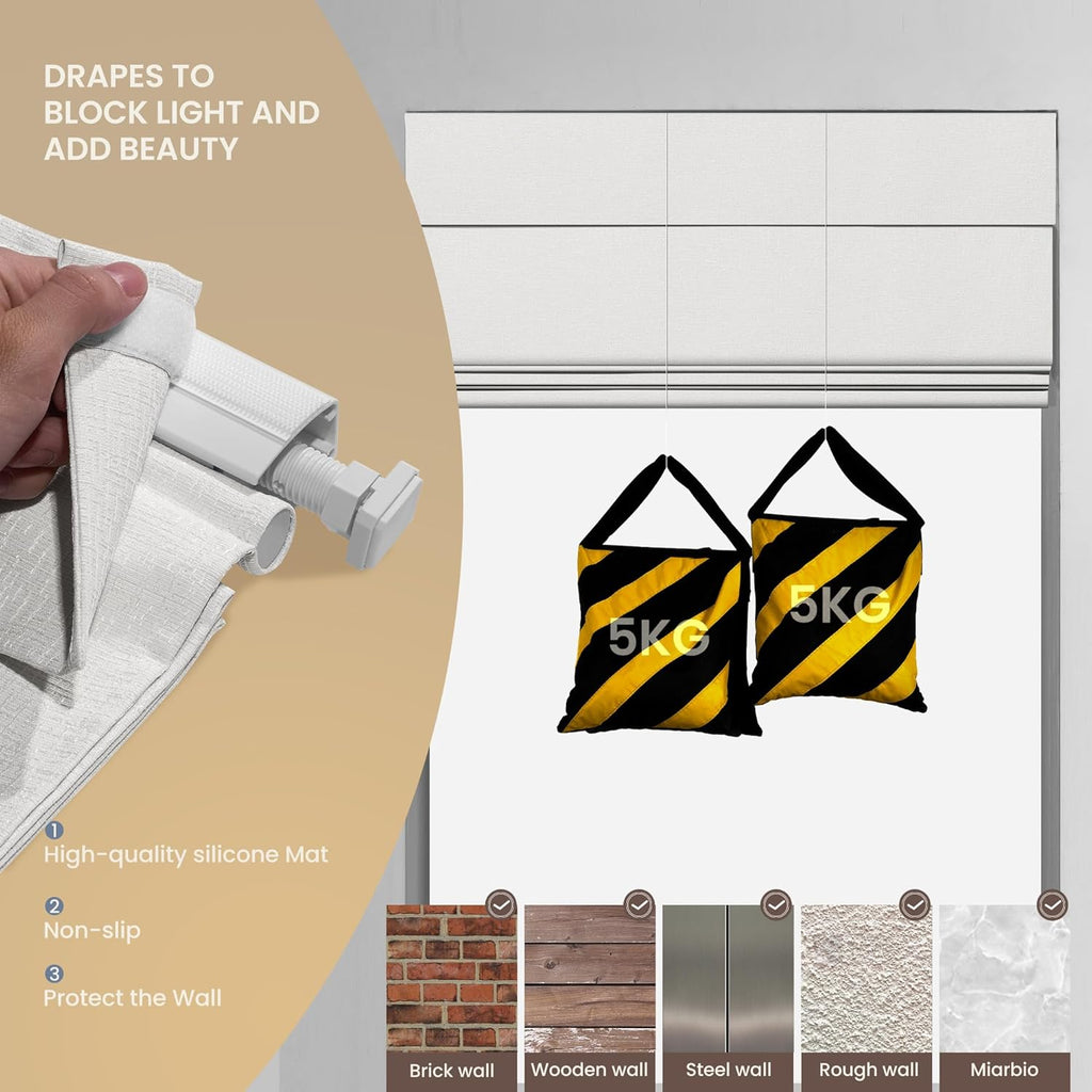 No Drill Cordless Roman Shades for Windows, No Fray Blackout Top Down Bottom Up Roman Blinds No Tools,Easy Install