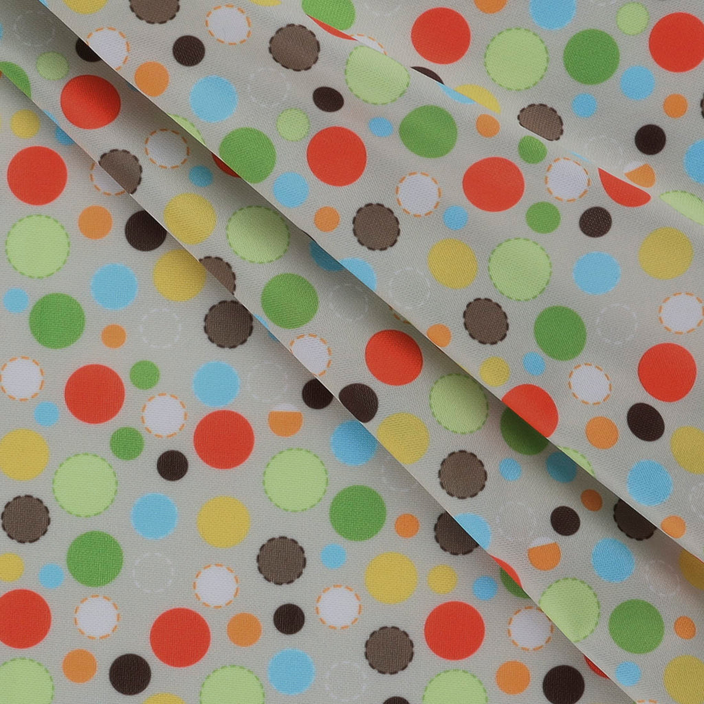 Printed PUL Fabric Multi Dot, Beige Cut by The Yard