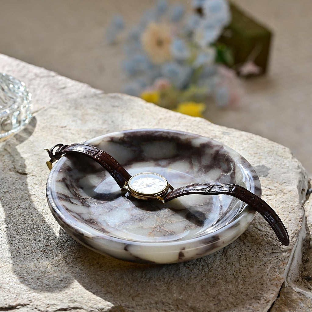 Natural Marble Ring Dish Jewelry Tray, 5.5" Trinket Dish