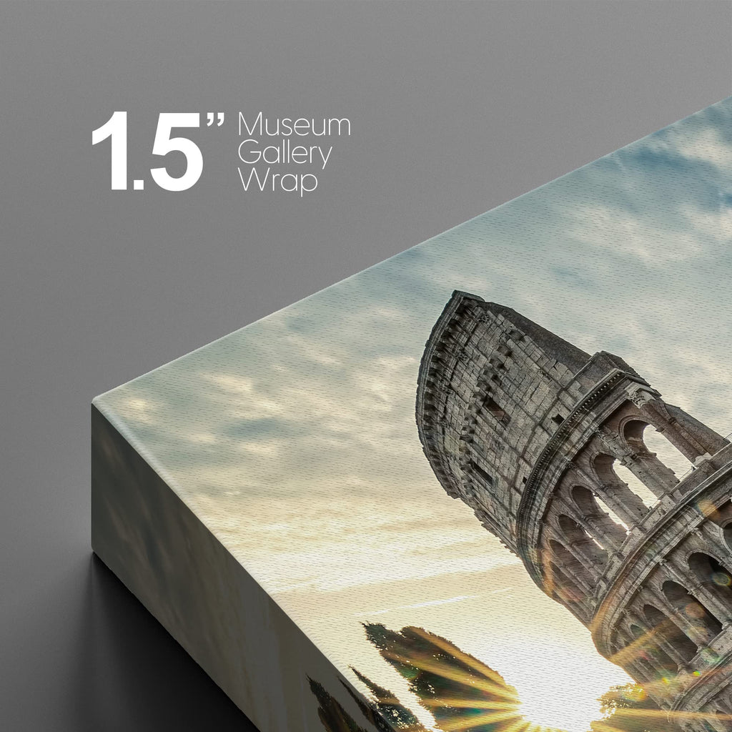 Canvas Print Wall Sunset Over Roman Colosseum in Rome, Italy Cityscape Nature Photography Modern Rustic Landscape