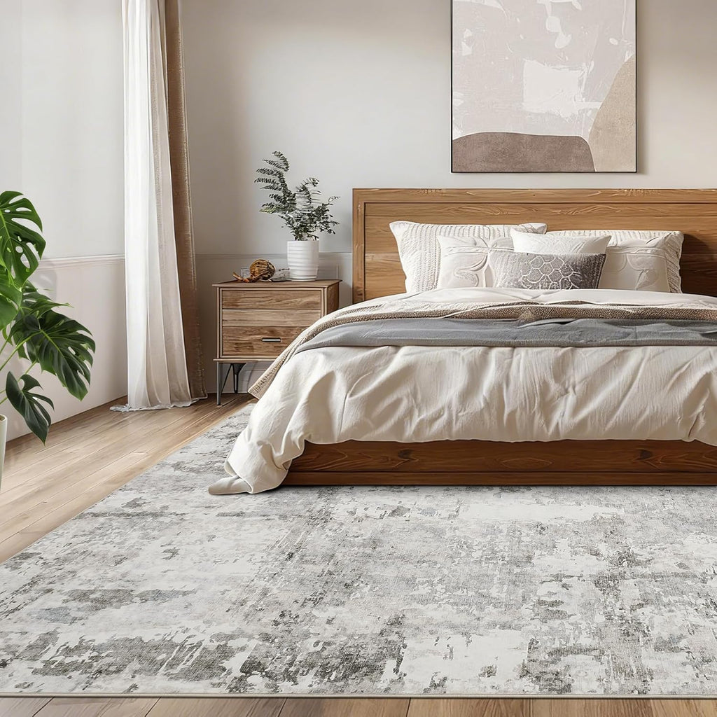 5x7 Abstract Area Rug, Washable Soft Low Pile Non Slip Accent Rug for Living Room, Bedroom, Dining Room, Modern