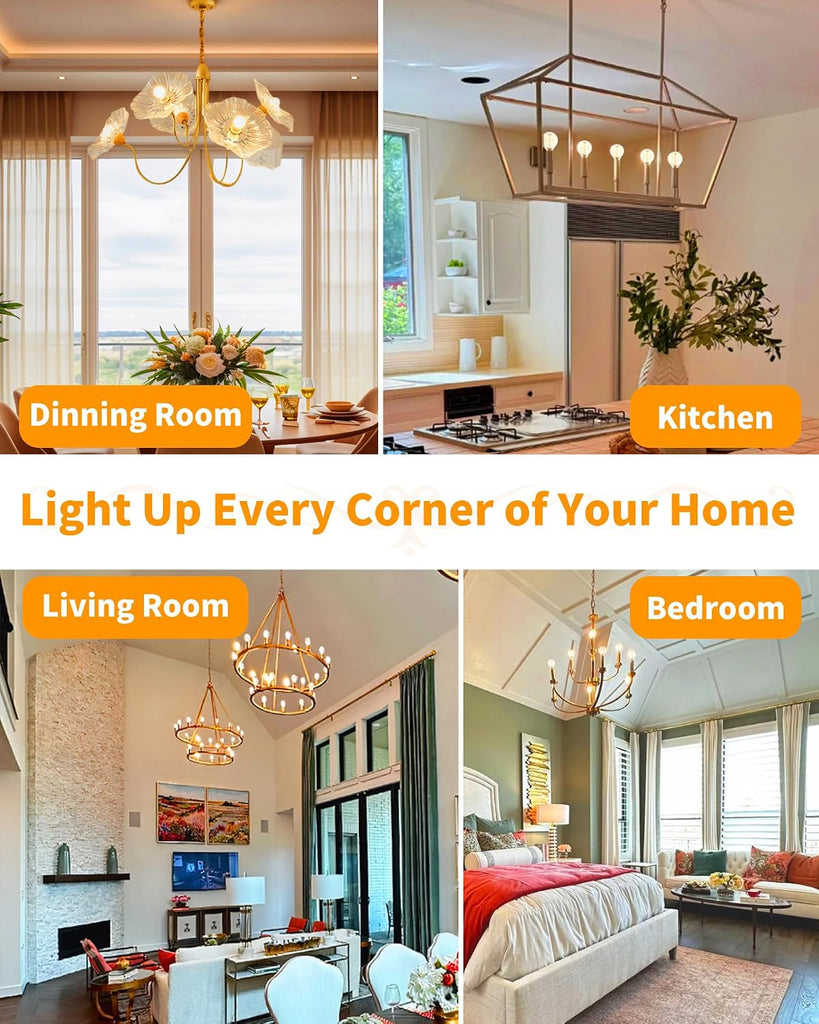 Round E12 Candelabra Bulbs G16.5 60W Equivalent, Dimmable LED Chandelier Light Bulb Soft White 2700K, Globe Lightbulb