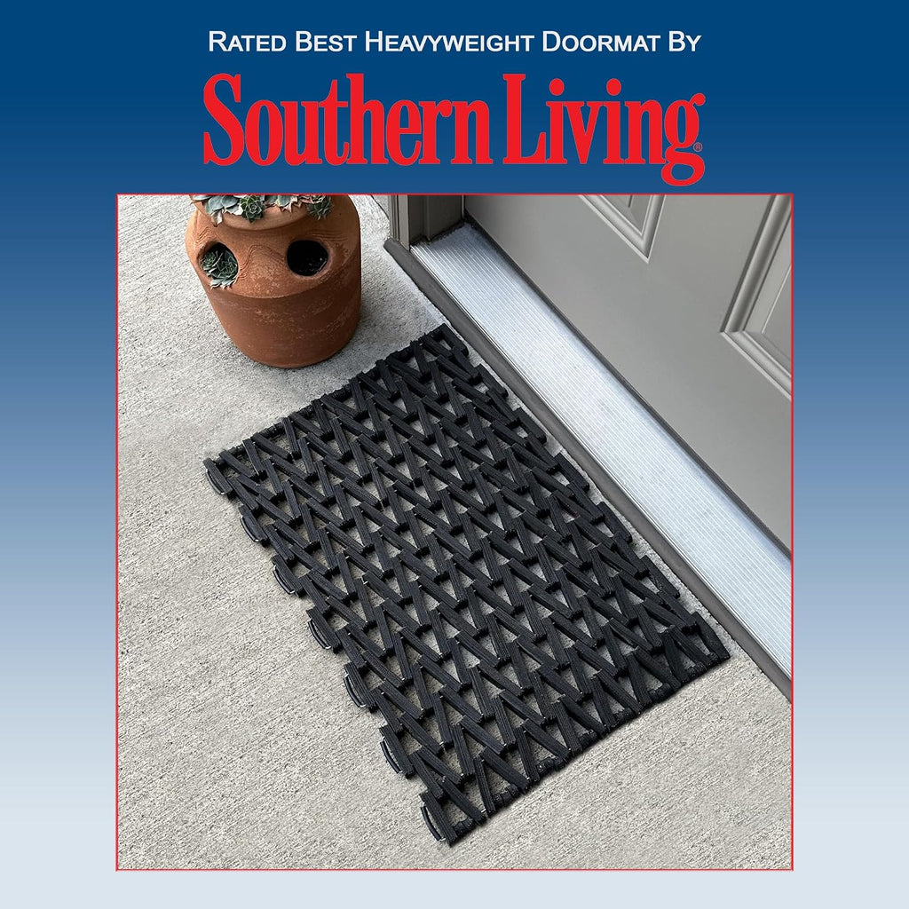 Durite Outdoor Door Mat, Recycled Tire-Link Welcome Rubber Patio or Entrance Front Door Mat, 17" x 25", Heavy Duty