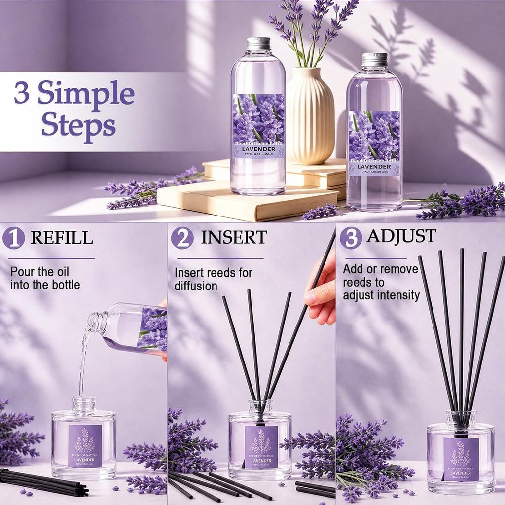 Lavender Diffuser Reed Diffuser Refill Oil, 33.81 Fl Oz - Set of 2
